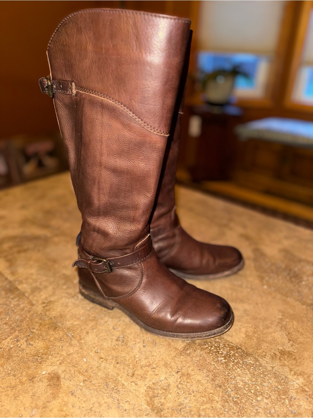 Frye Classic Brown Leather Tall Riding Boots